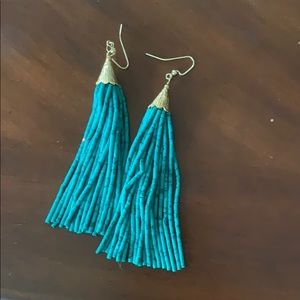 Tassel turquoise statement bead earrings